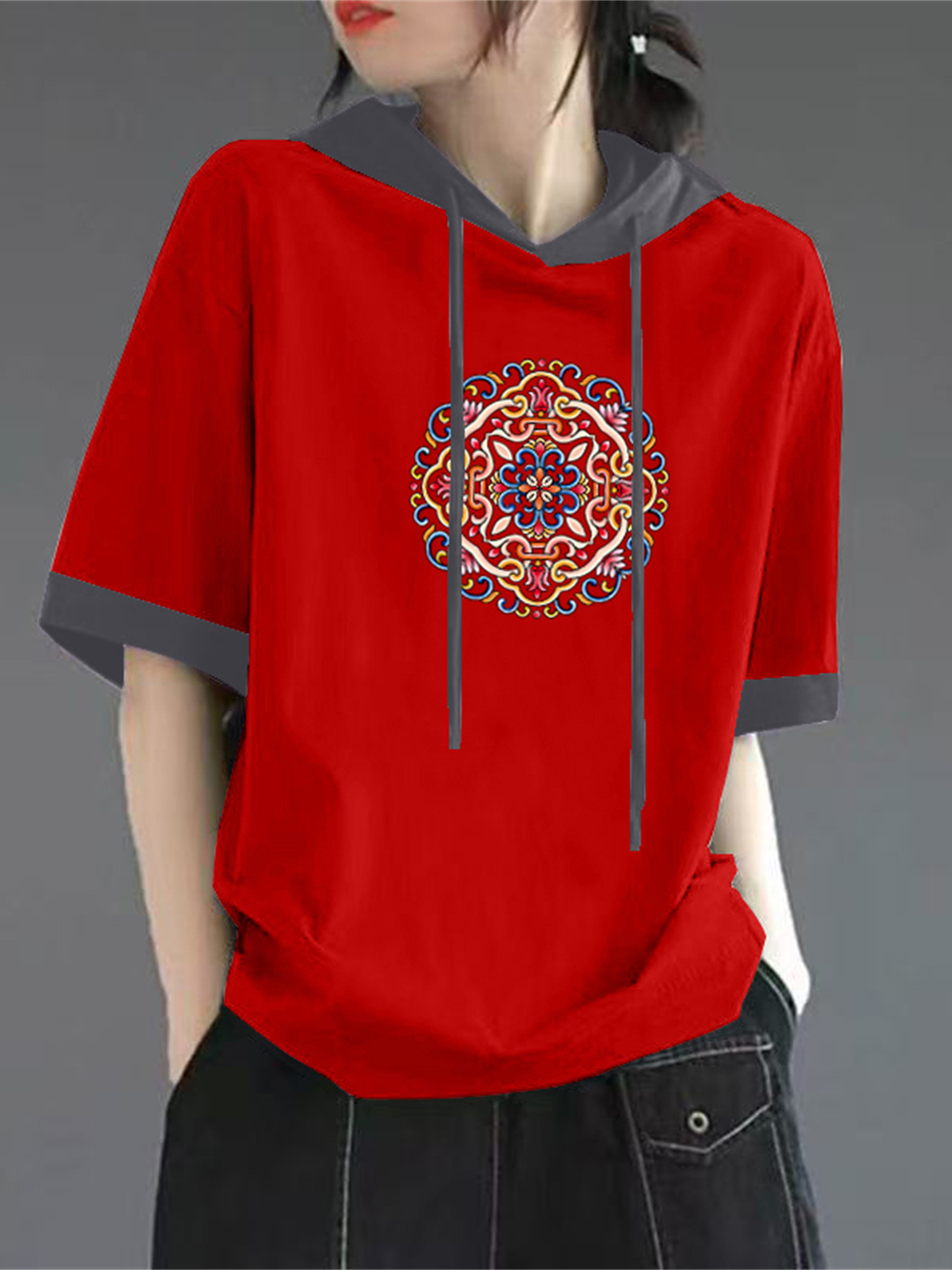 Streetwear Brand Hoodies - Red Pure Cotton Short Sleeve T-Shirt