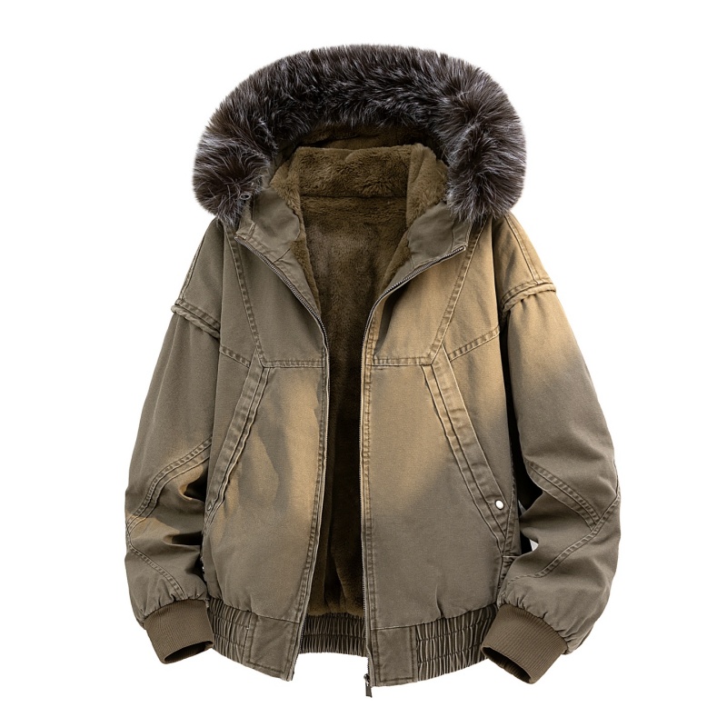 Streetwear Brand Hoodies - High-end Fur Collar Hooded Parkas Y2k
