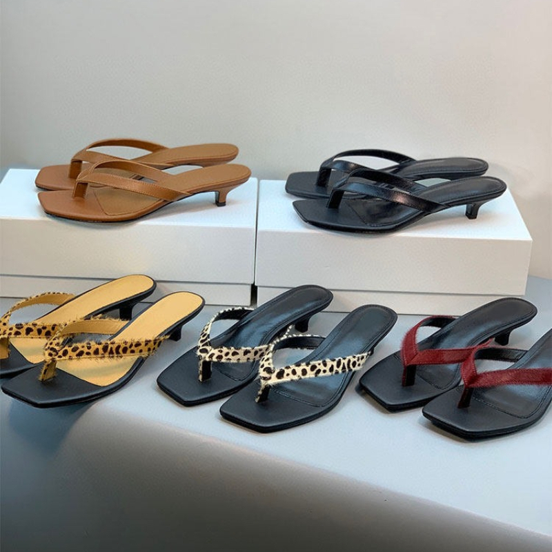 Streetwear Brand - Luxury Brand Leather Heeled Flip Flops
