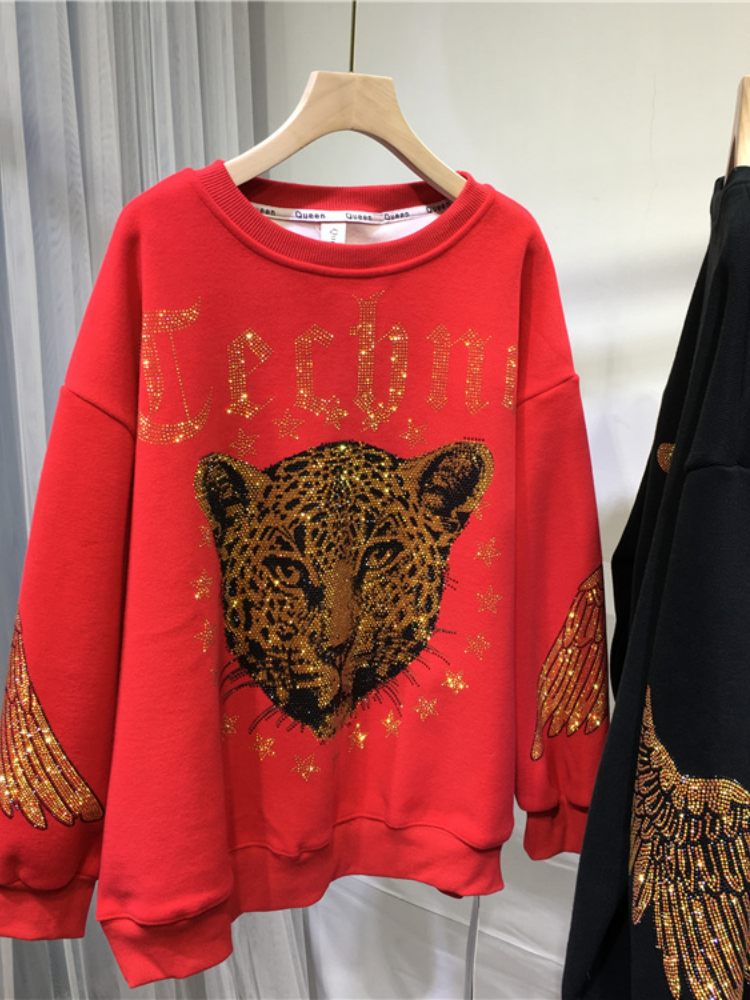 Leopard Rhinestones L-4XL Plus - Streetwear Brand incelemesi ve fiyatı