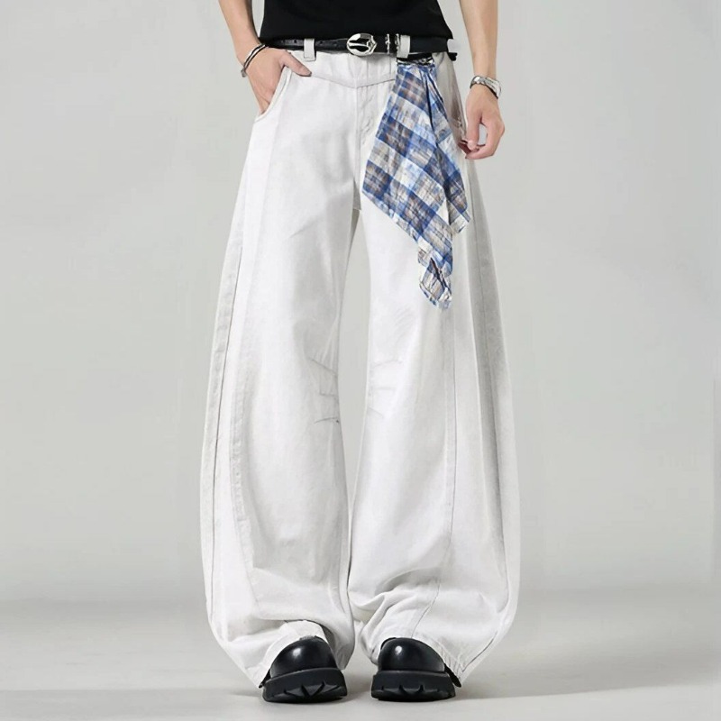 Men's Loose Wide Leg Plaid Pan - Streetwear Brand For Men incelemesi ve fiyatı