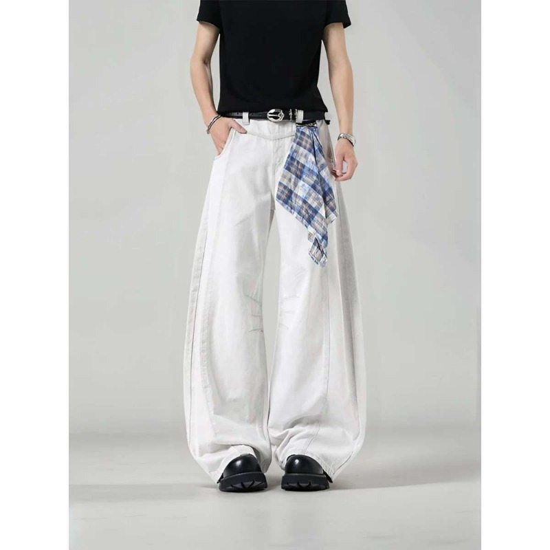 Men's Loose Wide Leg Plaid Pan - Streetwear Brand For Men incelemesi ve fiyatı
