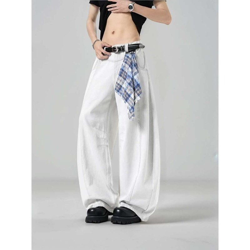 Men's Loose Wide Leg Plaid Pan - Streetwear Brand For Men incelemesi ve fiyatı